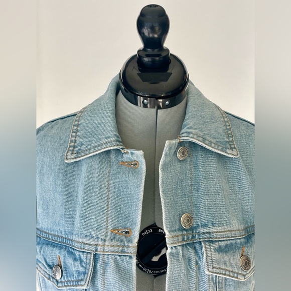 Maje NWOT Mixed Material Denim and Knit Jacket, sky blue/white, 36(XS) - Picture 9 of 14